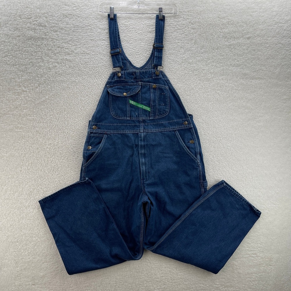 Key Imperial Overalls Mens 38x30 Blue Denim Bib Workwear Ranch
